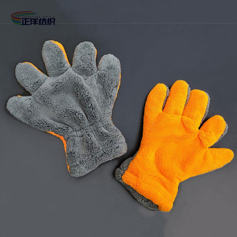 Wet Dry Car Detailing Tools 12x30cm 80g 100% Split Microfiber Grey Orange Fingers