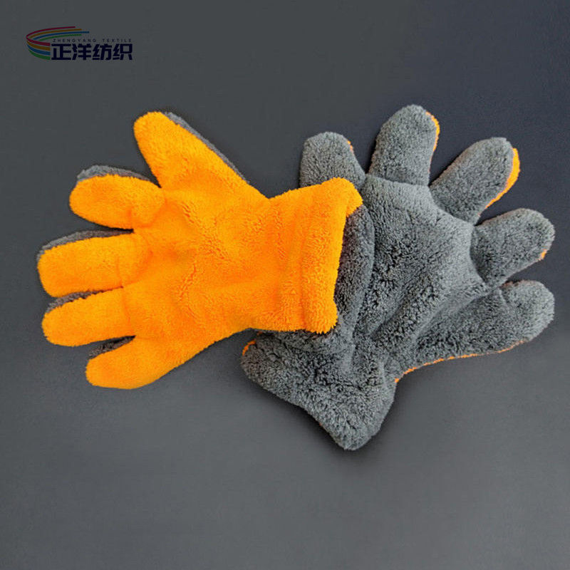 Wet Dry Car Detailing Tools 12x30cm 80g 100% Split Microfiber Grey Orange Fingers