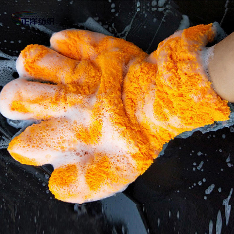 Wet Dry Car Detailing Tools 12x30cm 80g 100% Split Microfiber Grey Orange Fingers