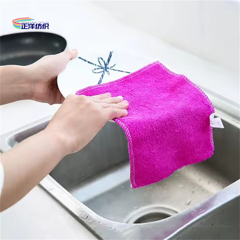 Ultra-Fine Natural Bamboo Fiber Charcoal Dishcloth Microfiber Dish Towel Cleaning Cloth