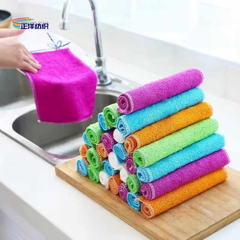 Ultra-Fine Natural Bamboo Fiber Charcoal Dishcloth Microfiber Dish Towel Cleaning Cloth
