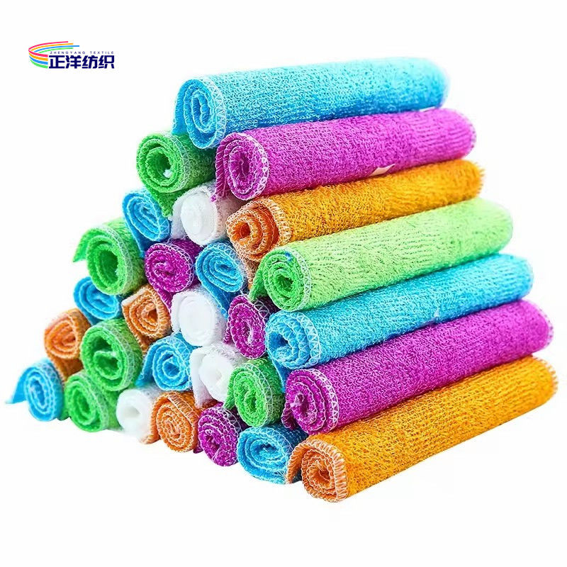 Ultra-Fine Natural Bamboo Fiber Charcoal Dishcloth Microfiber Dish Towel Cleaning Cloth